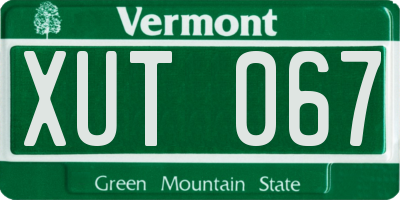 VT license plate XUT067