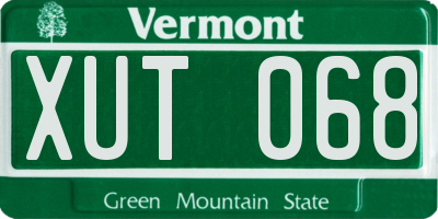 VT license plate XUT068