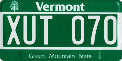 VT license plate XUT070