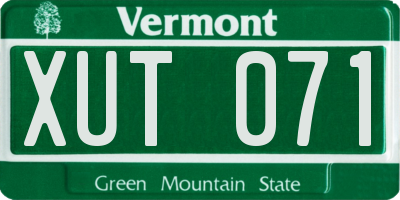 VT license plate XUT071