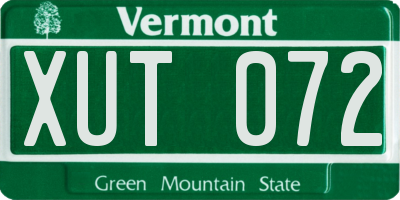 VT license plate XUT072
