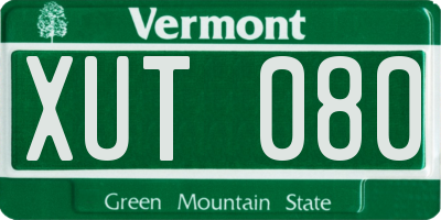 VT license plate XUT080