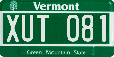 VT license plate XUT081