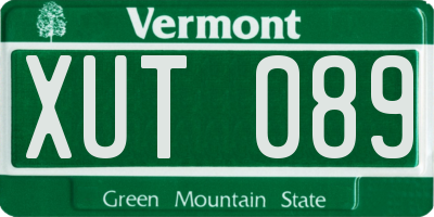 VT license plate XUT089