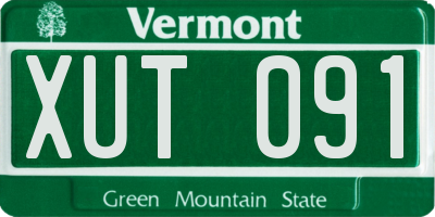 VT license plate XUT091