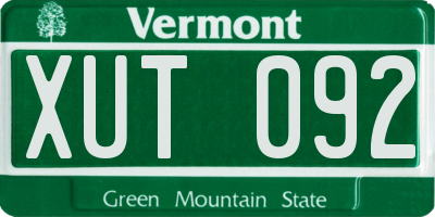 VT license plate XUT092