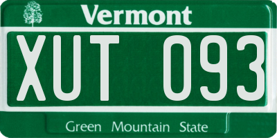 VT license plate XUT093