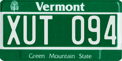 VT license plate XUT094