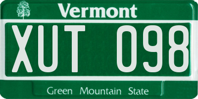 VT license plate XUT098