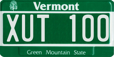 VT license plate XUT100