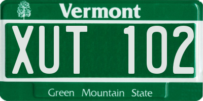 VT license plate XUT102