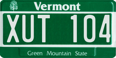 VT license plate XUT104