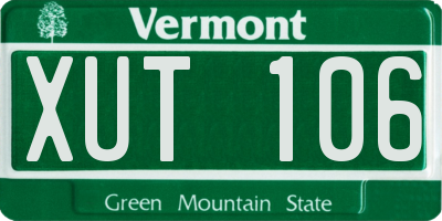 VT license plate XUT106