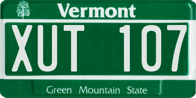 VT license plate XUT107