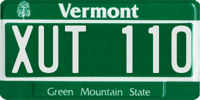 VT license plate XUT110