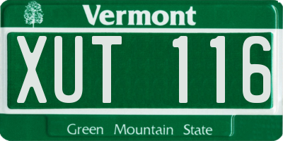 VT license plate XUT116