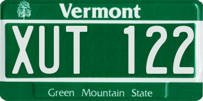 VT license plate XUT122