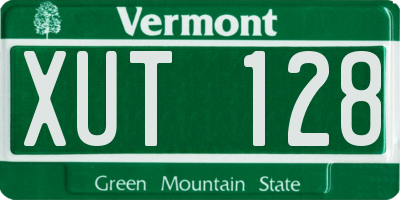 VT license plate XUT128