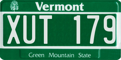 VT license plate XUT179