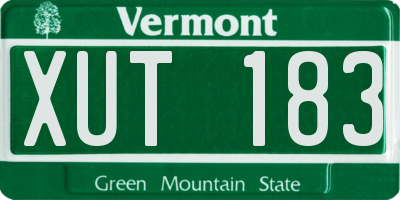 VT license plate XUT183