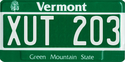 VT license plate XUT203