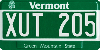 VT license plate XUT205