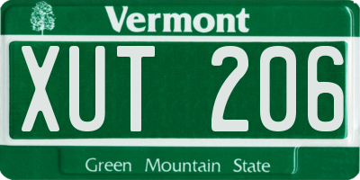 VT license plate XUT206