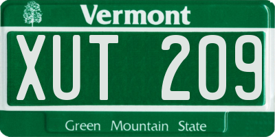 VT license plate XUT209