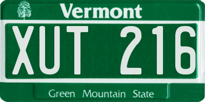 VT license plate XUT216