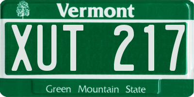 VT license plate XUT217