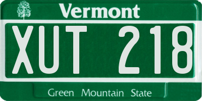 VT license plate XUT218