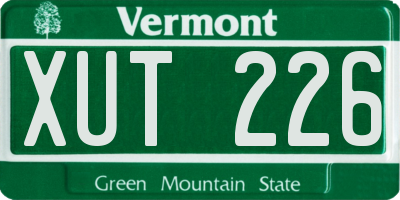 VT license plate XUT226