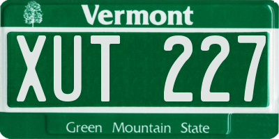 VT license plate XUT227