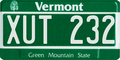 VT license plate XUT232
