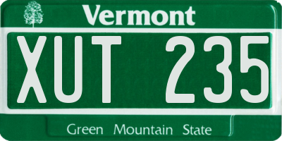 VT license plate XUT235