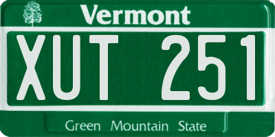 VT license plate XUT251