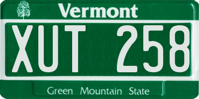 VT license plate XUT258