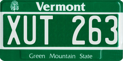 VT license plate XUT263