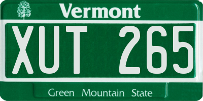 VT license plate XUT265