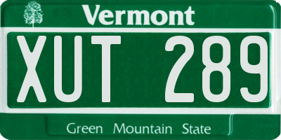 VT license plate XUT289
