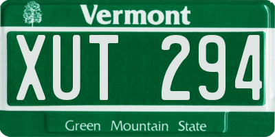 VT license plate XUT294