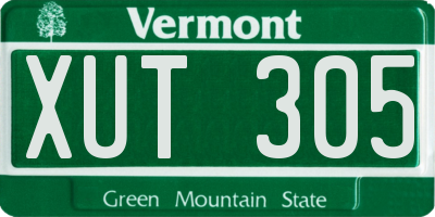 VT license plate XUT305