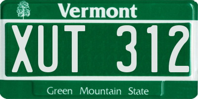 VT license plate XUT312