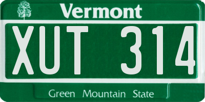 VT license plate XUT314