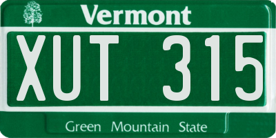 VT license plate XUT315