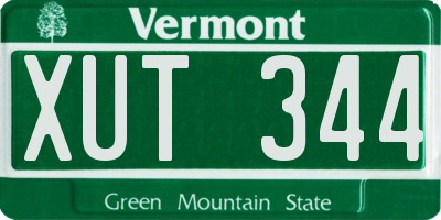 VT license plate XUT344