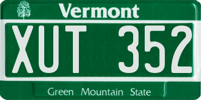 VT license plate XUT352