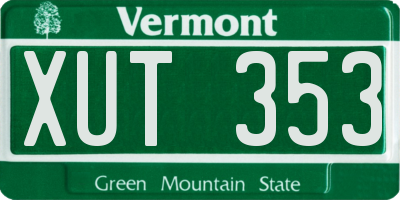 VT license plate XUT353