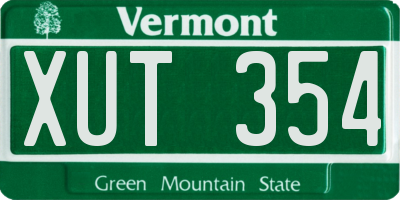 VT license plate XUT354