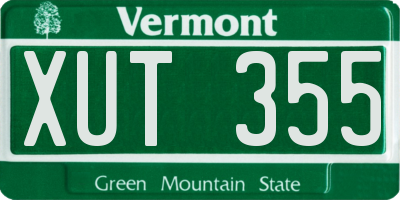 VT license plate XUT355